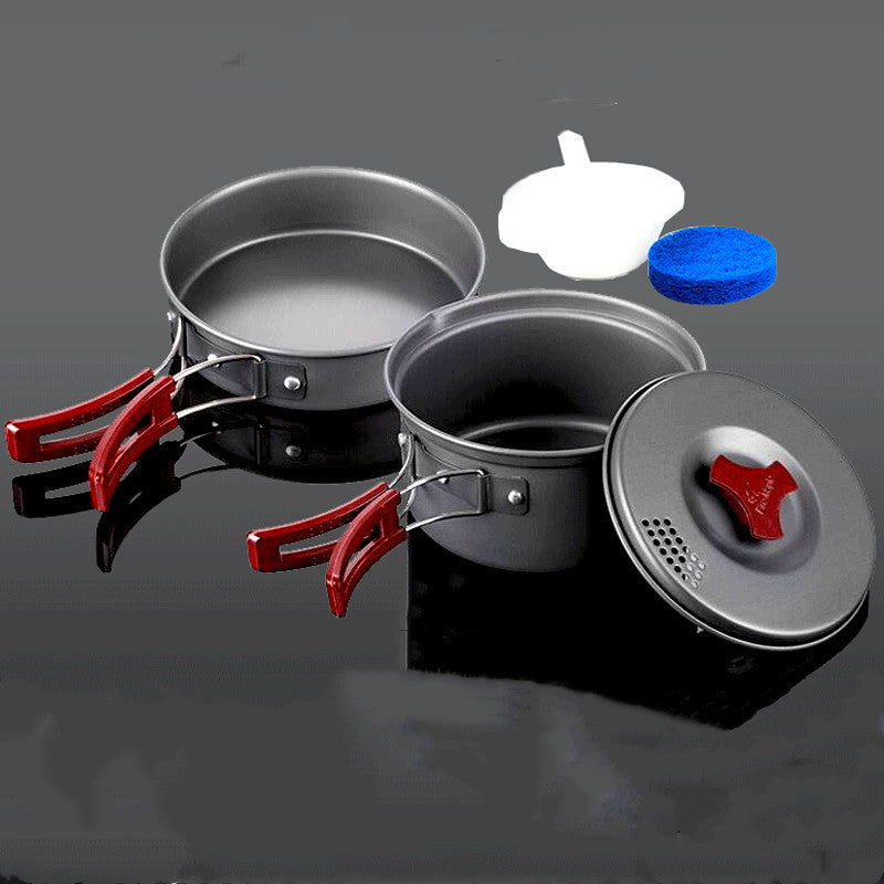 Batterie Cuisine Camping Alumine 3 Pièces - Set Casseroles Emboîtables 660g