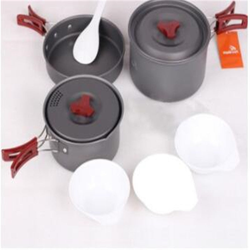 Batterie Cuisine Camping Alumine 3 Pièces - Set Casseroles Emboîtables 660g