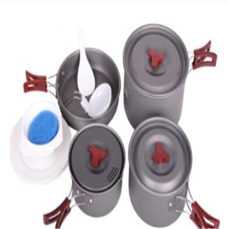 Batterie Cuisine Camping Alumine 3 Pièces - Set Casseroles Emboîtables 660g