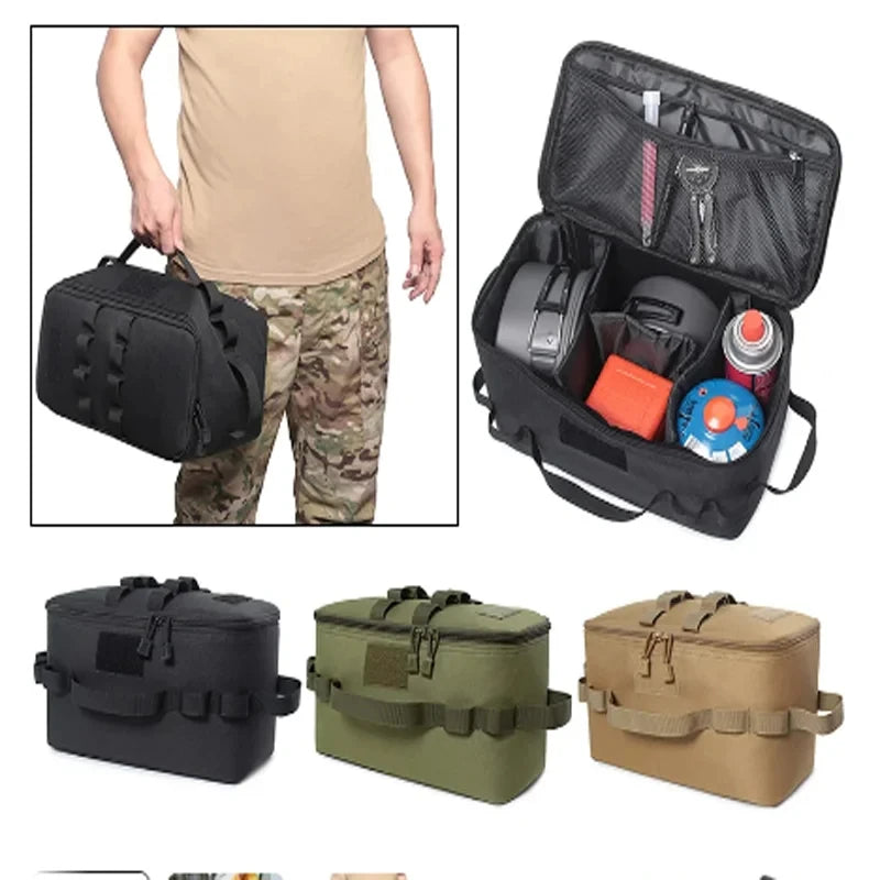 Bolsa de almacenamiento para acampar al aire libre, gran capacidad, para estufa de gas, bote, olla, bolsa de transporte, bolsa de picnic, organizador de utensilios de cocina