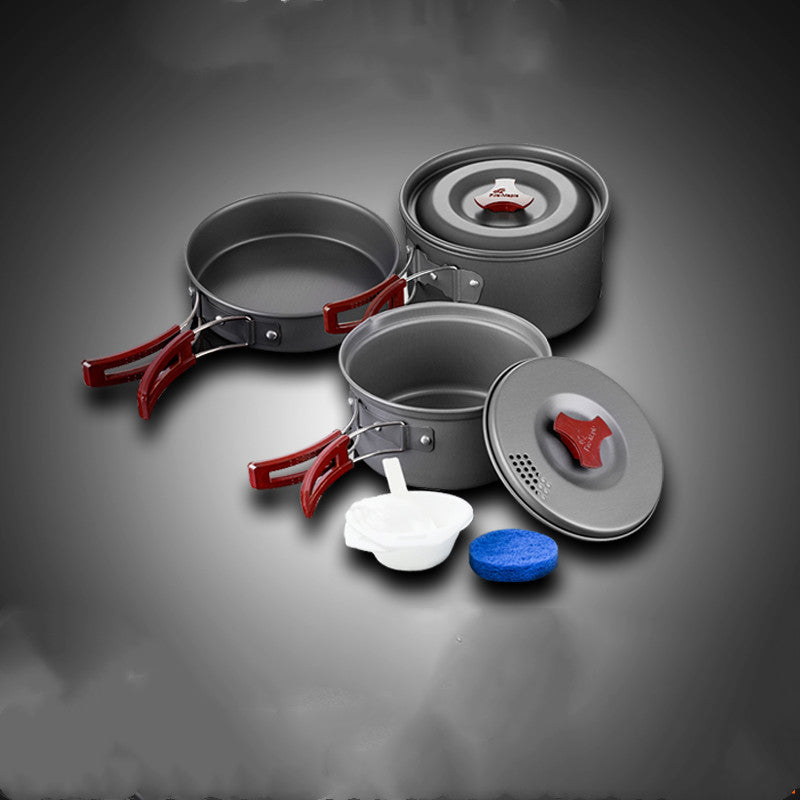 Batterie Cuisine Camping Alumine 3 Pièces - Set Casseroles Emboîtables 660g
