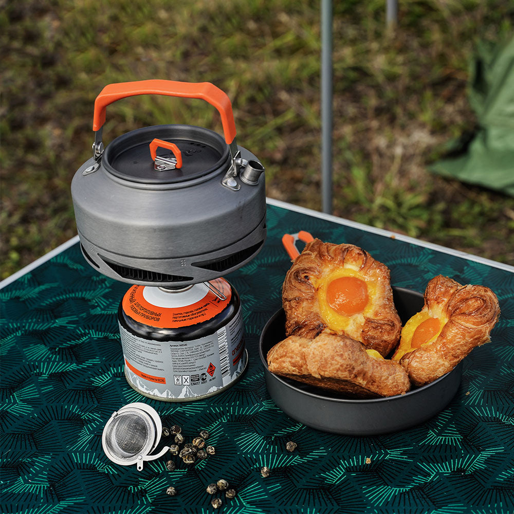 Juego de utensilios de cocina de alúmina para acampar, 3 piezas, portátil