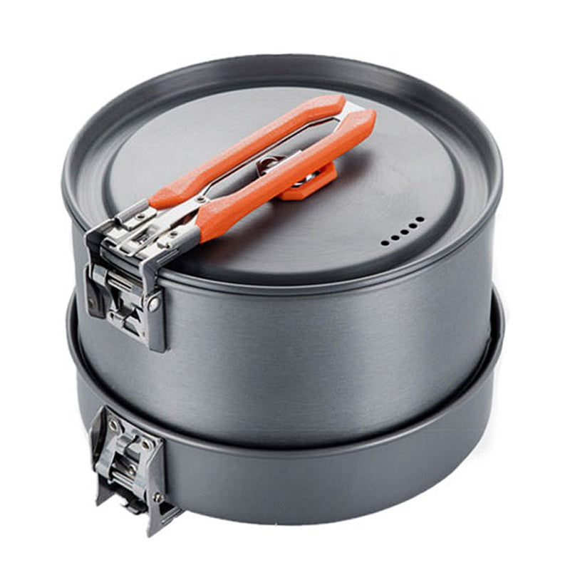 Juego de utensilios de cocina de alúmina para acampar, 3 piezas, portátil