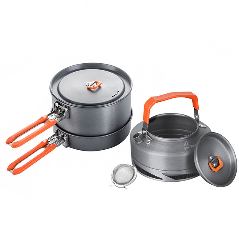 Juego de utensilios de cocina de alúmina para acampar, 3 piezas, portátil