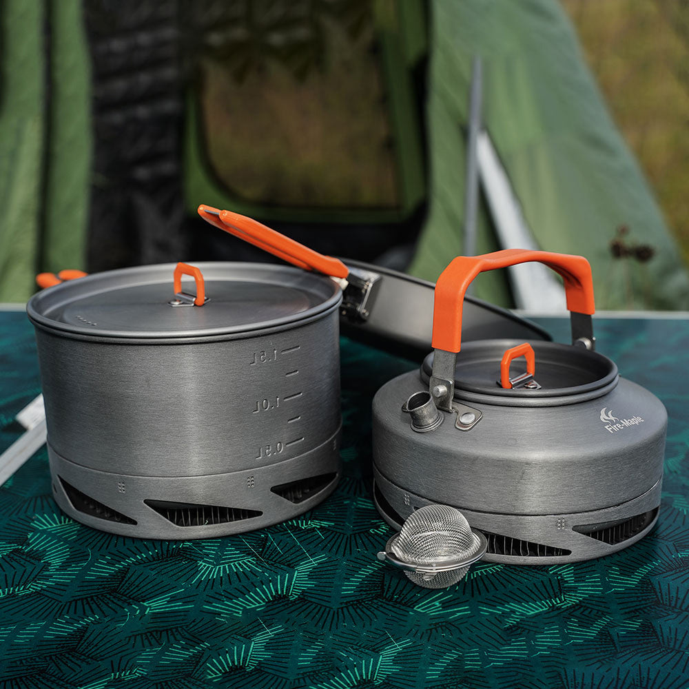 Juego de utensilios de cocina de alúmina para acampar, 3 piezas, portátil