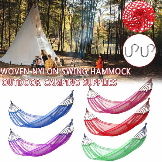 Hamaca de camping de nailon arcoíris - Portátil, 190 x 130 cm, duradera