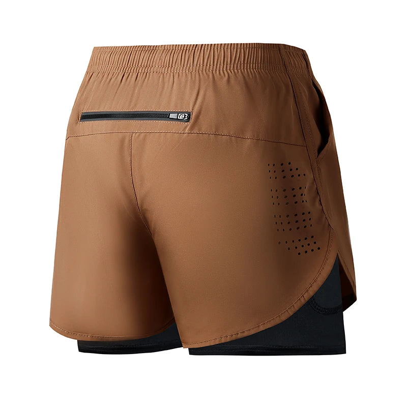 Short Fitness Homme Double Couche - Séchage Rapide Running Sport Noir - Camp de Base Farzen+
