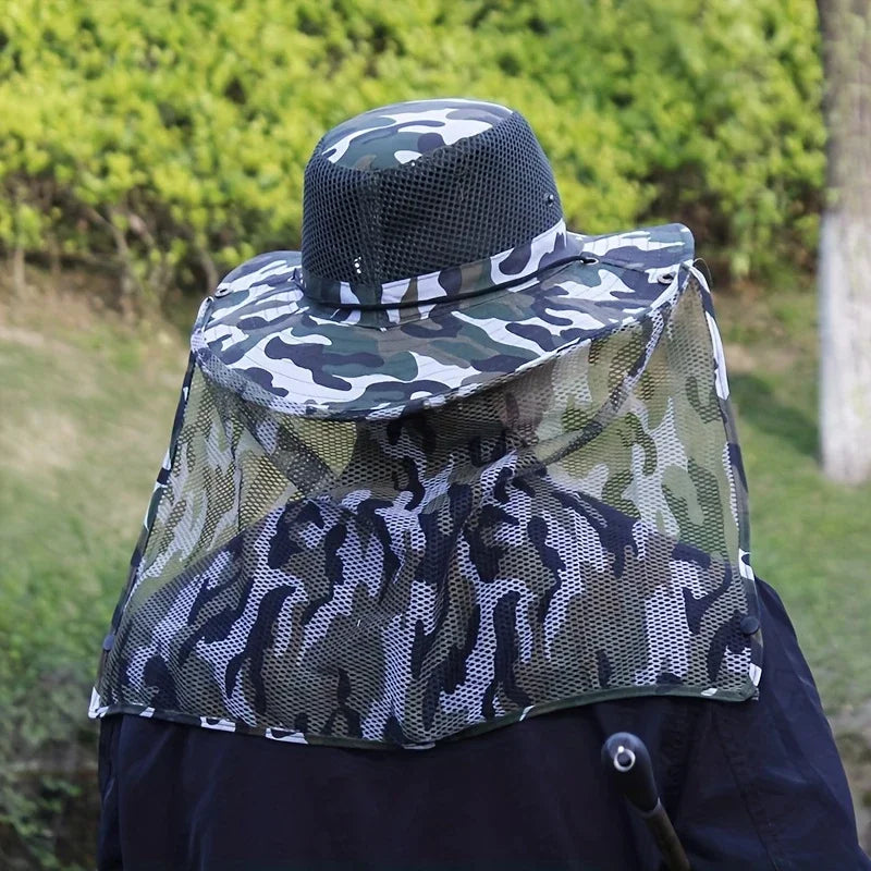 Chapeau Pêche Maille Respirante - Large Bord Nylon Anti-UV Pliable - Camp de Base Farzen+
