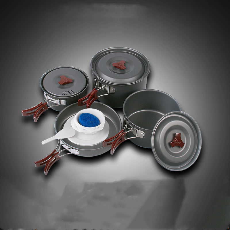 Batterie Cuisine Camping Alumine 3 Pièces - Set Casseroles Emboîtables 660g