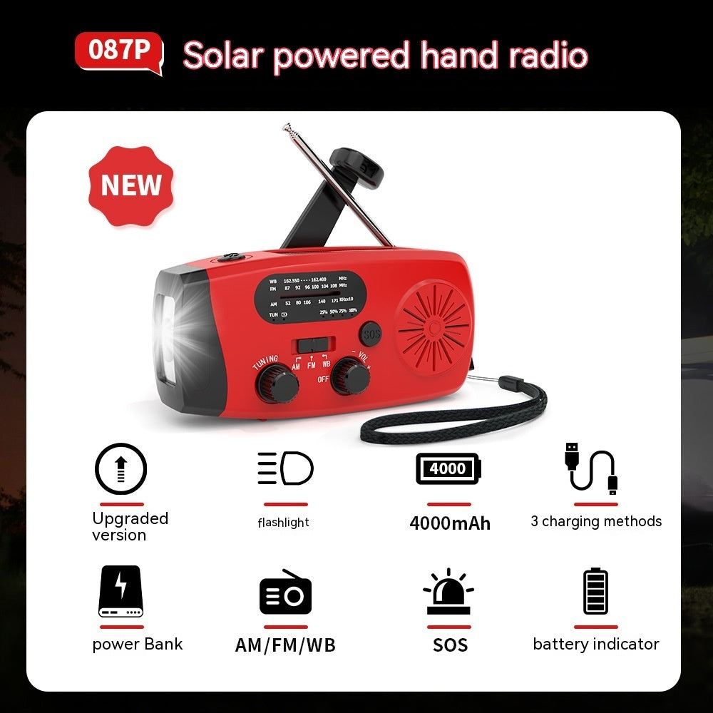 Radio d'urgence portable multifonctionnelle à énergie solaire