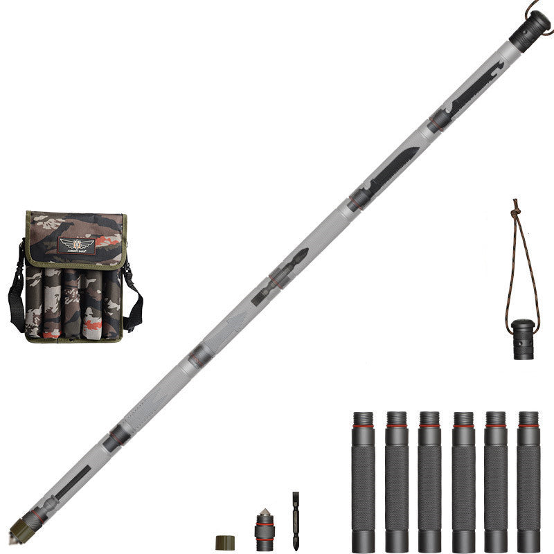 Bâton Randonnée Poignée Droite 4 Sections - Robuste 1145g - Camp de Base Farzen+