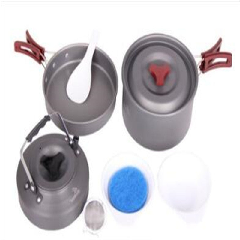Batterie Cuisine Camping Alumine 3 Pièces - Set Casseroles Emboîtables 660g