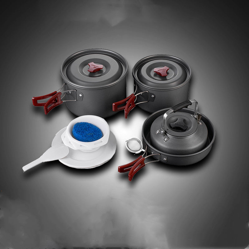 Batterie Cuisine Camping Alumine 3 Pièces - Set Casseroles Emboîtables 660g