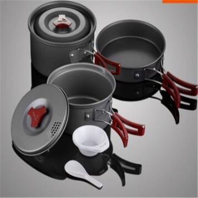 Batterie Cuisine Camping Alumine 3 Pièces - Set Casseroles Emboîtables 660g