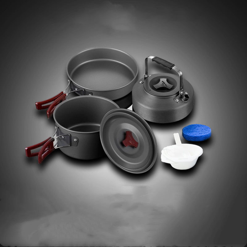 Batterie Cuisine Camping Alumine 3 Pièces - Set Casseroles Emboîtables 660g