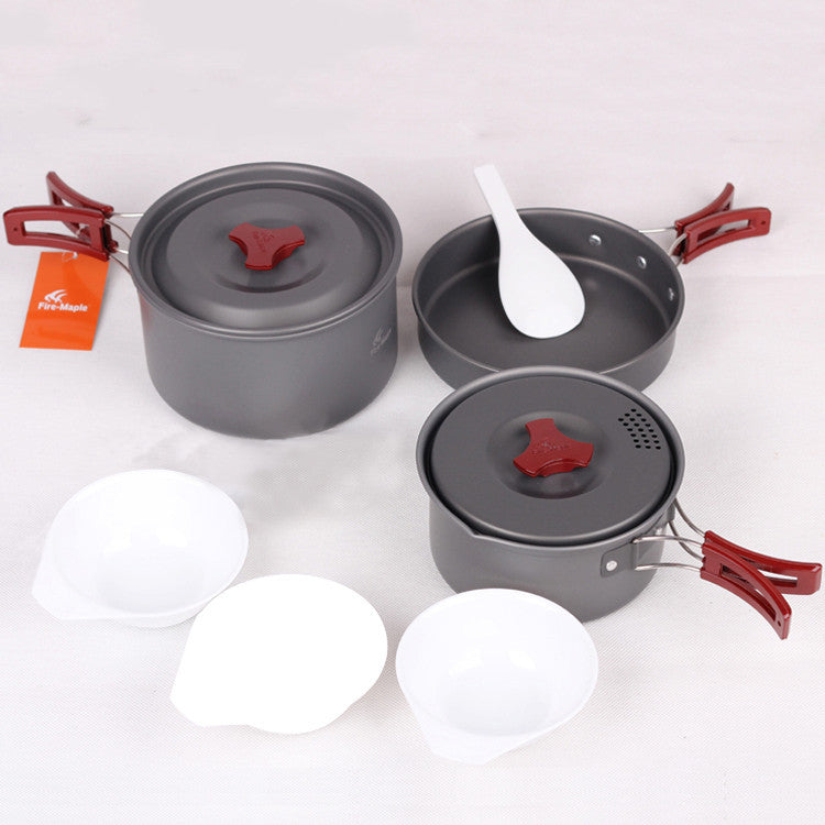 Batterie Cuisine Camping Alumine 3 Pièces - Set Casseroles Emboîtables 660g
