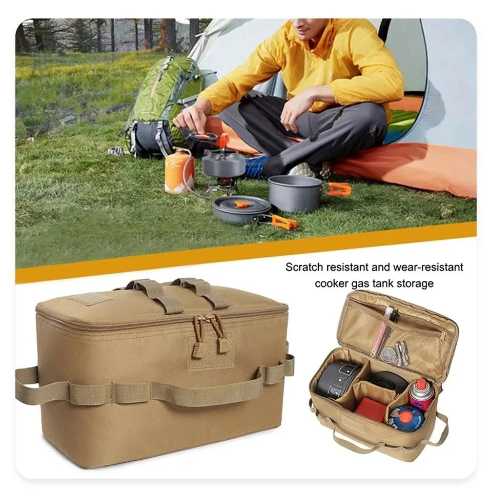 Bolsa de almacenamiento para acampar al aire libre, gran capacidad, para estufa de gas, bote, olla, bolsa de transporte, bolsa de picnic, organizador de utensilios de cocina