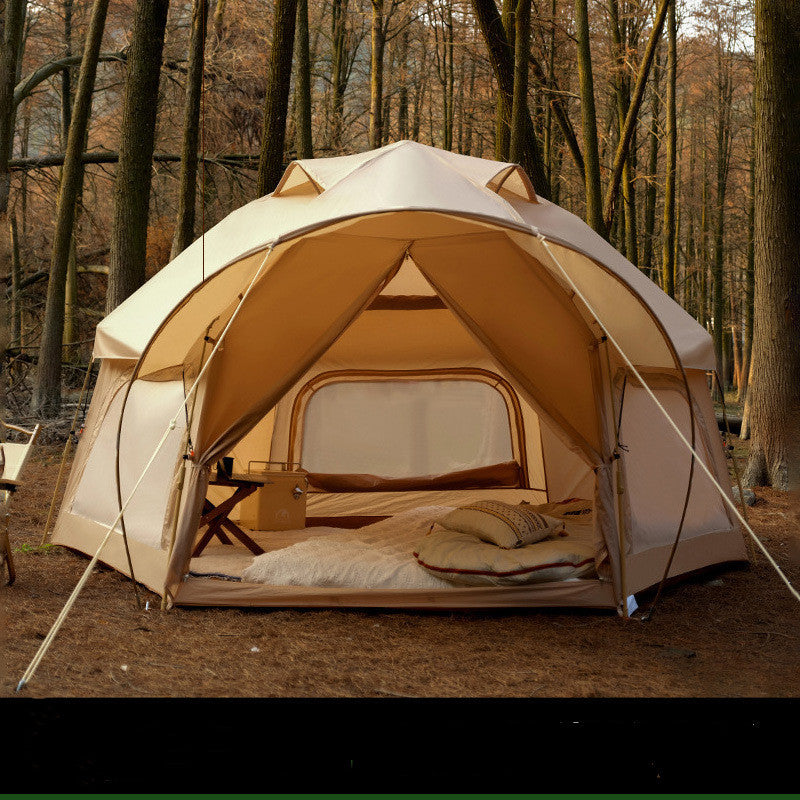 Tienda de campaña hexagonal para 6 personas, 340 x 290 cm, diseño biónico, impermeable, PU 210T