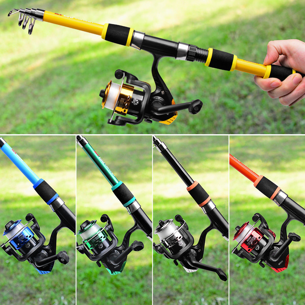 Kit Canne Pêche Télescopique + Moulinet - 1,5m/1,8m 5 Couleurs