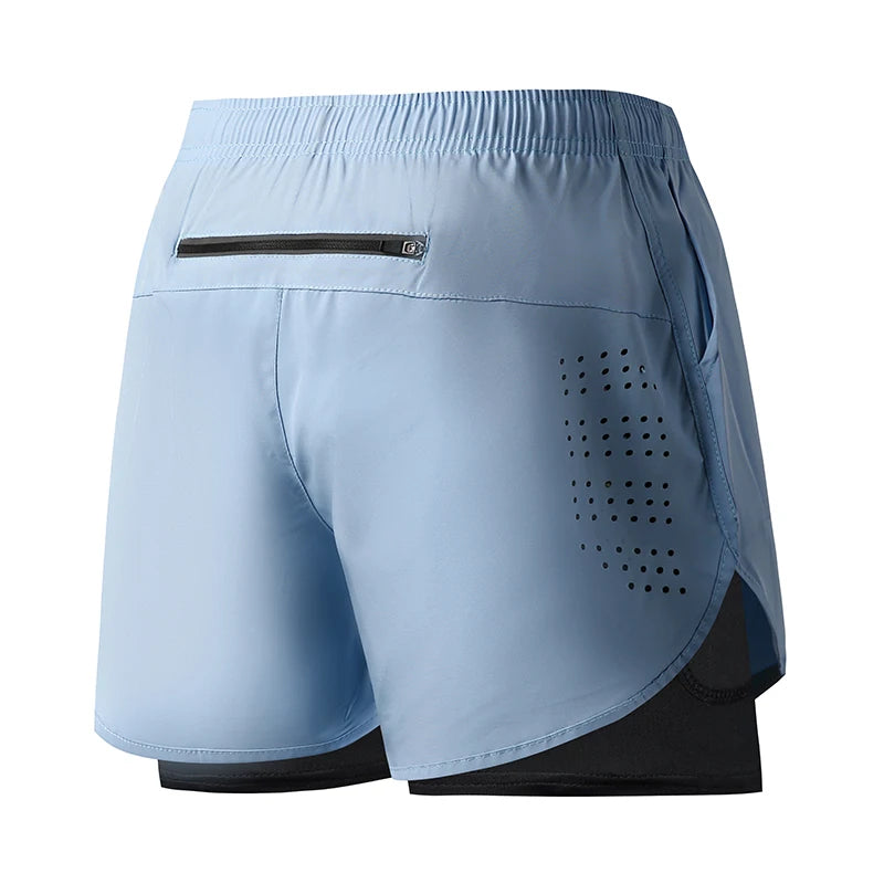 Short Fitness Homme Double Couche - Séchage Rapide Running Sport Noir - Camp de Base Farzen+