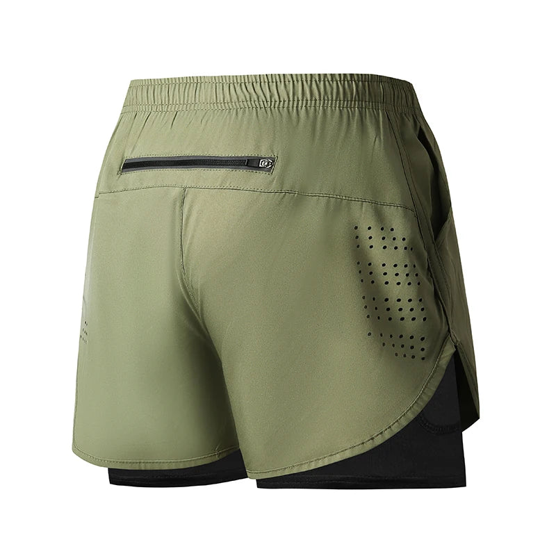 Short Fitness Homme Double Couche - Séchage Rapide Running Sport Noir - Camp de Base Farzen+