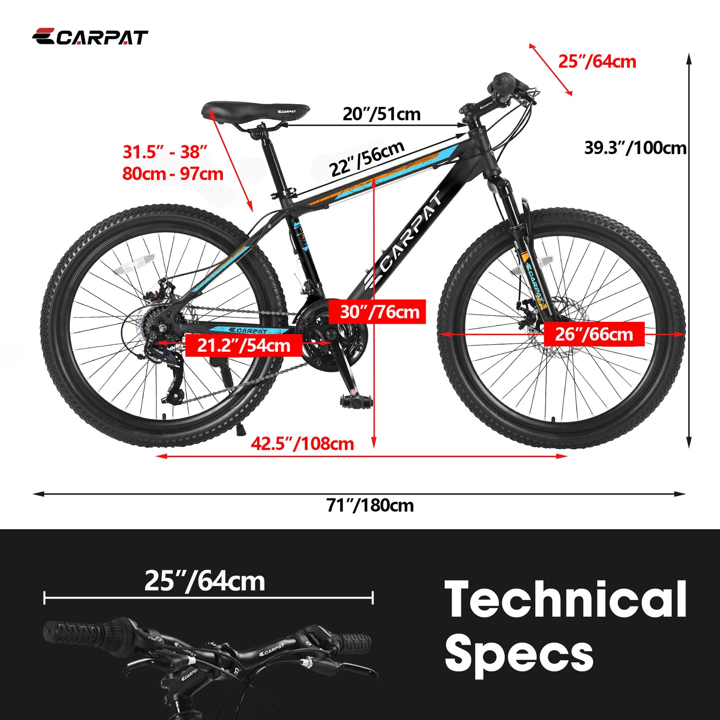 Bicicleta de montaña S26102 Performance negra y azul - Diseño moderno de primera calidad