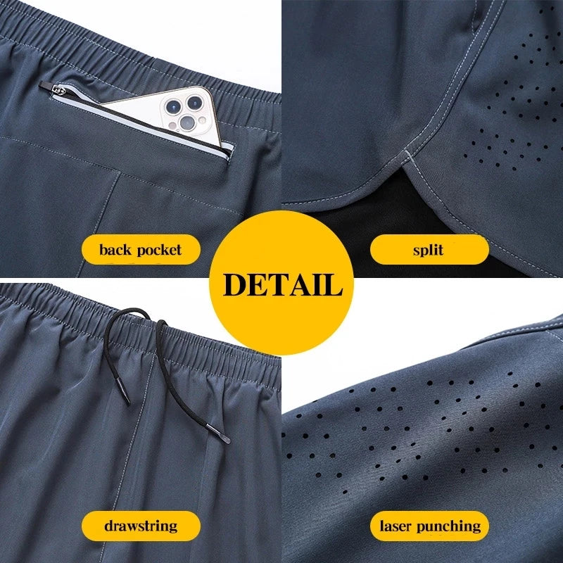 Short Fitness Homme Double Couche - Séchage Rapide Running Sport Noir - Camp de Base Farzen+