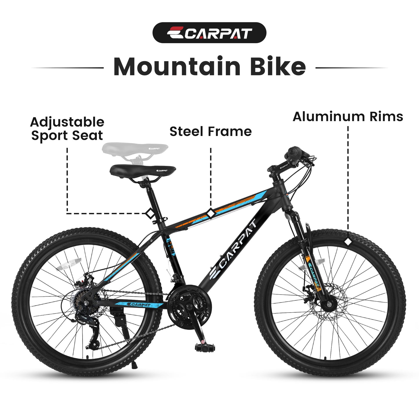 Bicicleta de montaña S26102 Performance negra y azul - Diseño moderno de primera calidad