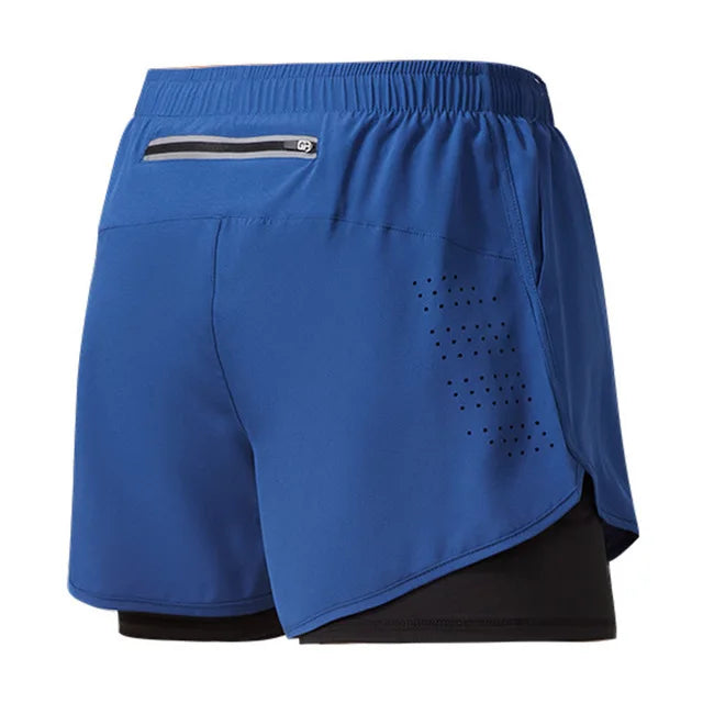 Short Fitness Homme Double Couche - Séchage Rapide Running Sport Noir - Camp de Base Farzen+