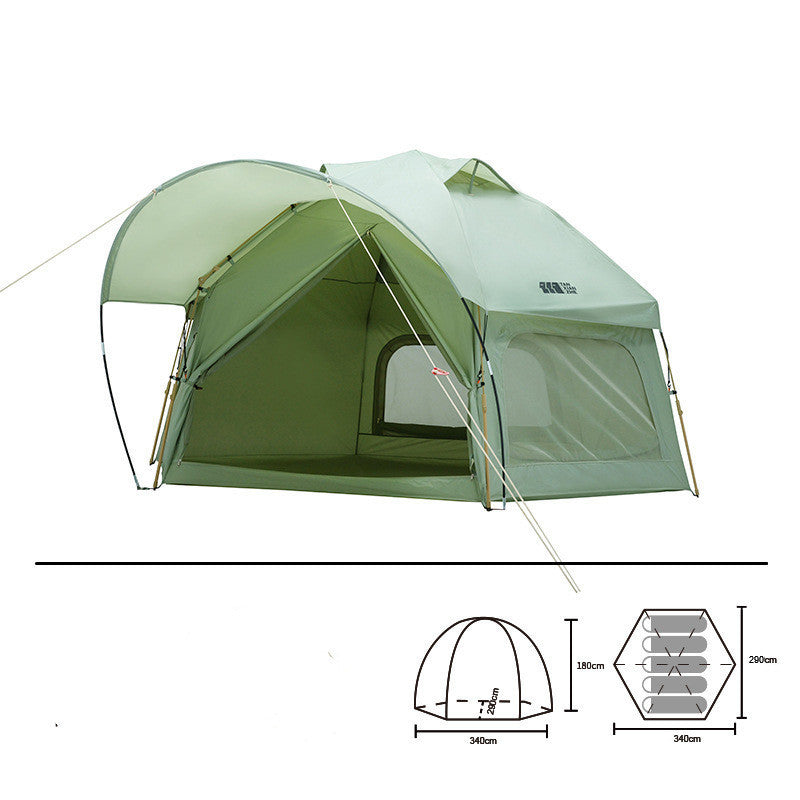 Tienda de campaña hexagonal para 6 personas, 340 x 290 cm, diseño biónico, impermeable, PU 210T