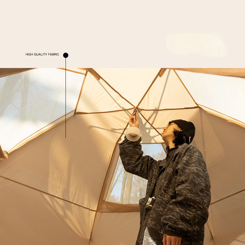 Tienda de campaña hexagonal para 6 personas, 340 x 290 cm, diseño biónico, impermeable, PU 210T