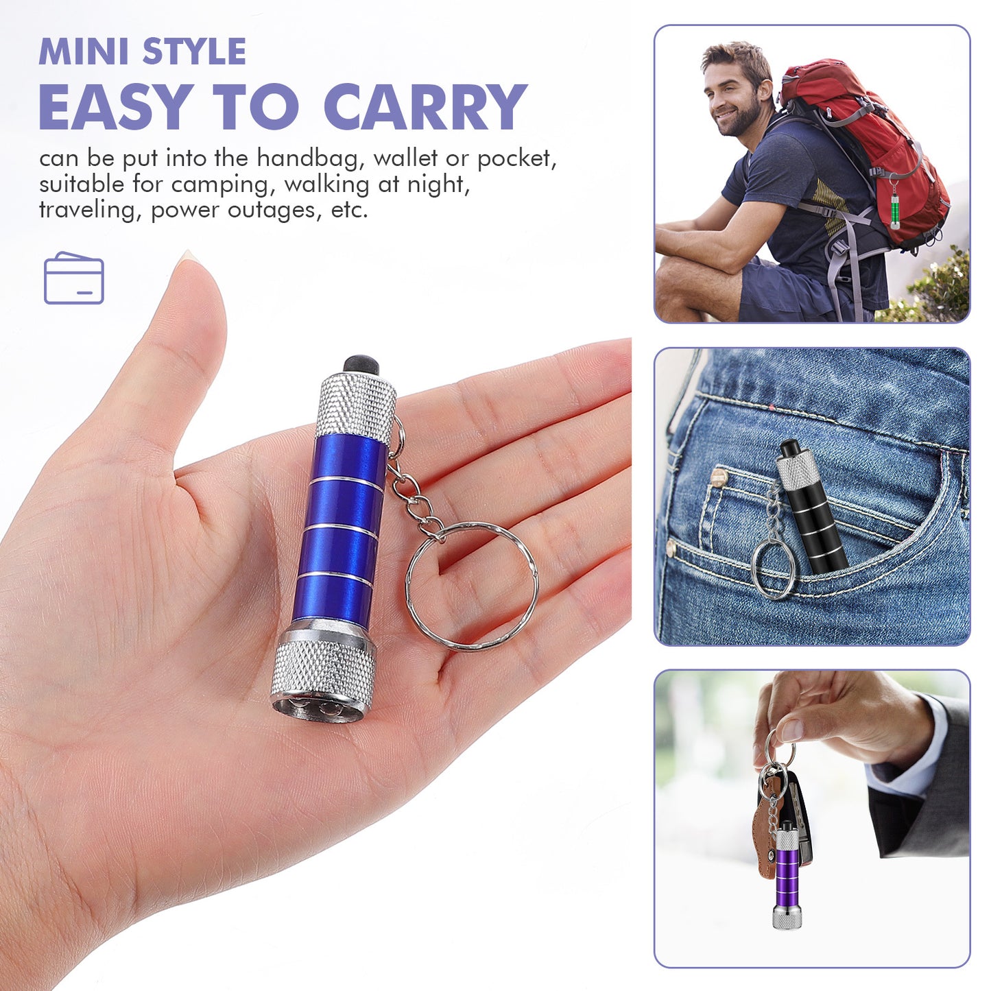 Mini Porte-Clés LED Urgence - Lampe Torche Aluminium Ultra-Légère