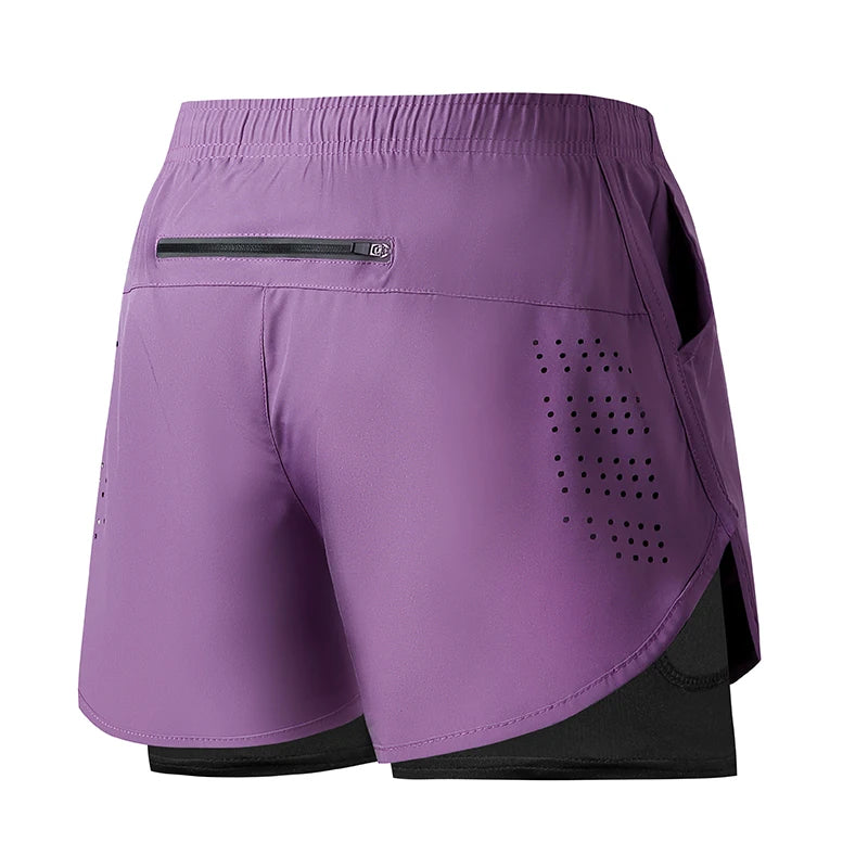 Short Fitness Homme Double Couche - Séchage Rapide Running Sport Noir - Camp de Base Farzen+