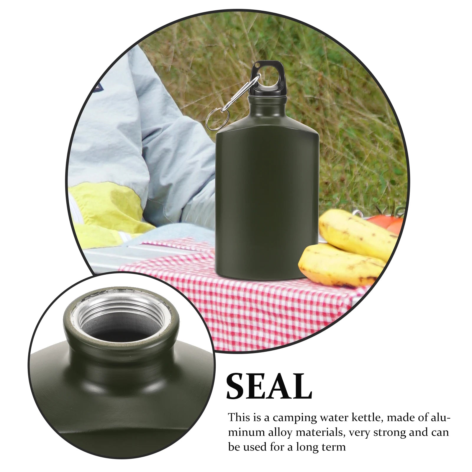 Gourde Camping Plate Aluminium 500ml - Design Ultra-Compact Randonnée Trekking - Camp de Base Farzen+