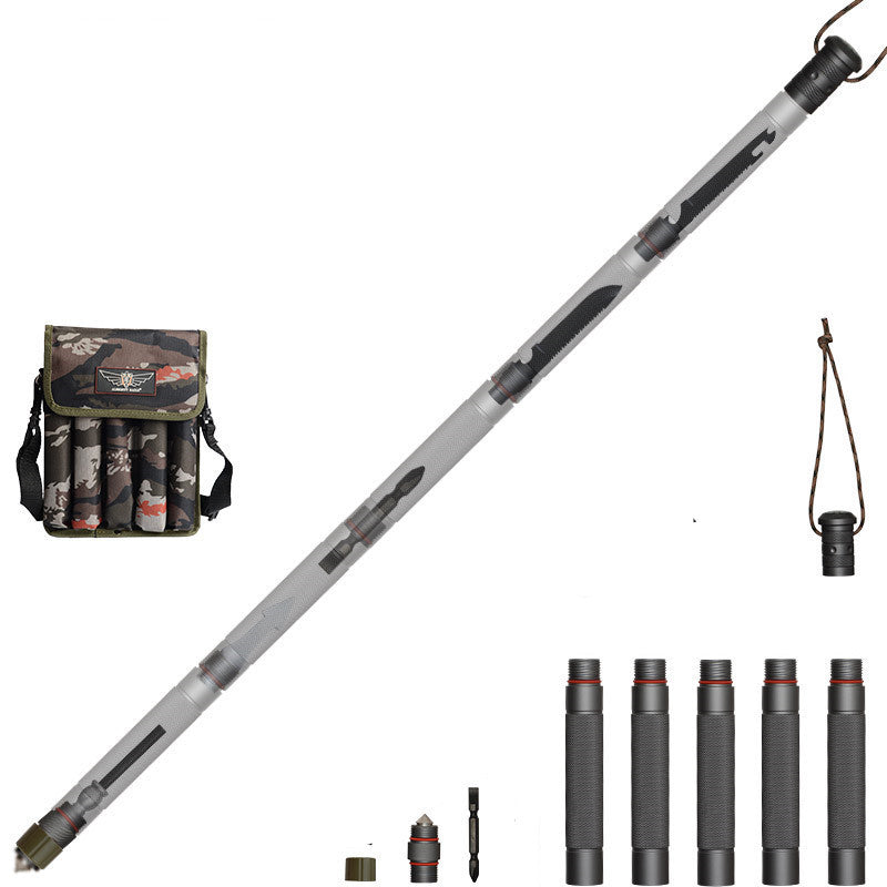 Bâton Randonnée Poignée Droite 4 Sections - Robuste 1145g - Camp de Base Farzen+