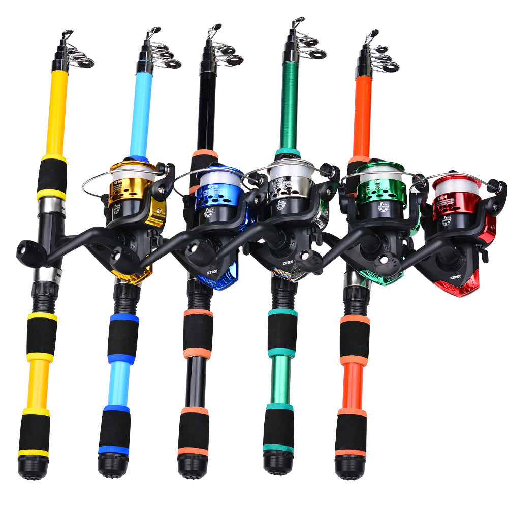 Kit Canne Pêche Télescopique + Moulinet - 1,5m/1,8m 5 Couleurs