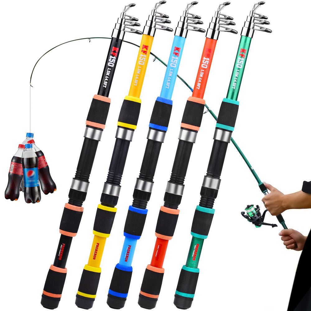 Kit Canne Pêche Télescopique + Moulinet - 1,5m/1,8m 5 Couleurs