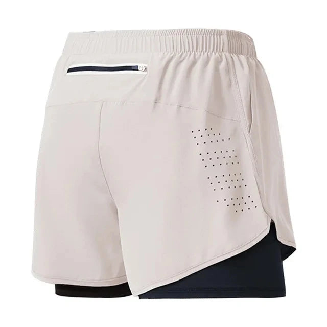 Short Fitness Homme Double Couche - Séchage Rapide Running Sport Noir - Camp de Base Farzen+