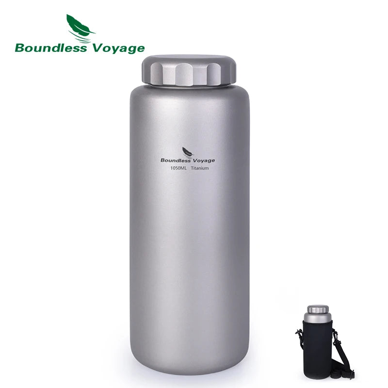 Gourde Titane 1050ml Grande Capacité - Anti-Fuite Expédition Longue Durée - Camp de Base Farzen+