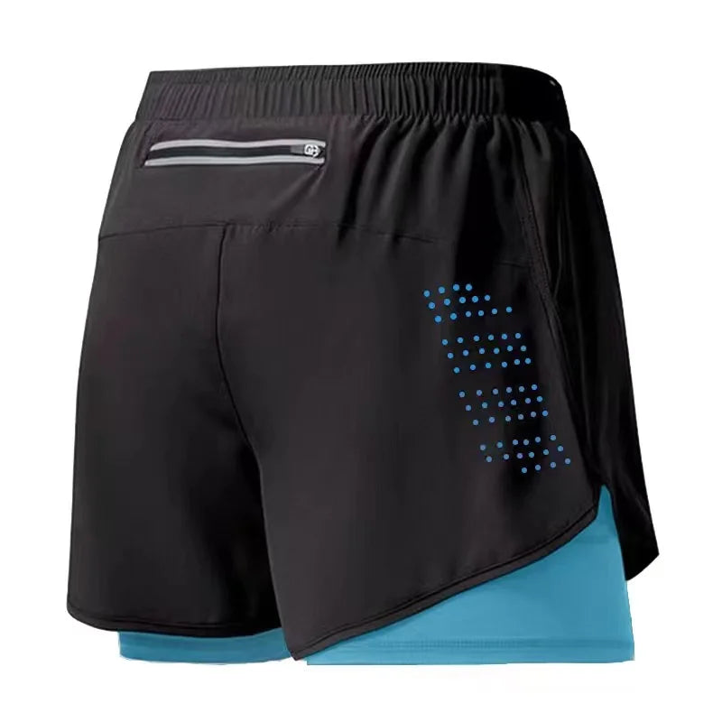 Short Fitness Homme Double Couche - Séchage Rapide Running Sport Noir - Camp de Base Farzen+