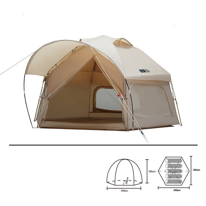 Tienda de campaña hexagonal para 6 personas, 340 x 290 cm, diseño biónico, impermeable, PU 210T