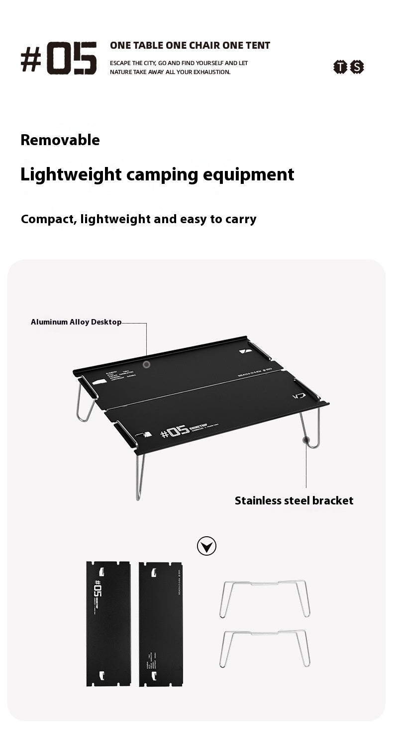 Mesa de camping plegable de aluminio: ligera y portátil