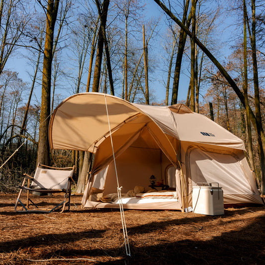Tente Hexagonale 6 Personnes 340x290cm - Design Bionique Imperméable PU 210T