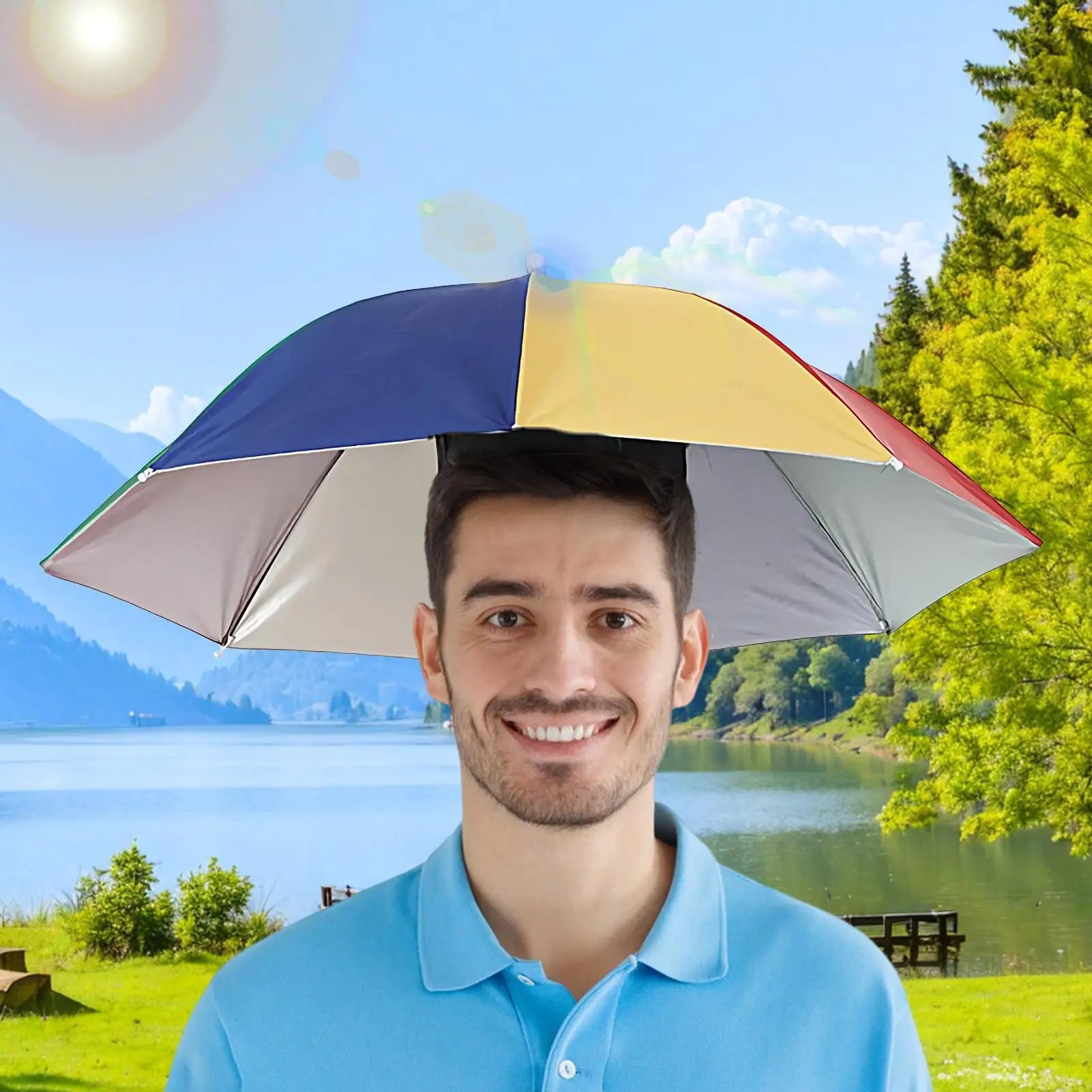Chapeau Parapluie Mains Libres - Protection UV Réglable 69cm - Camp de Base Farzen+