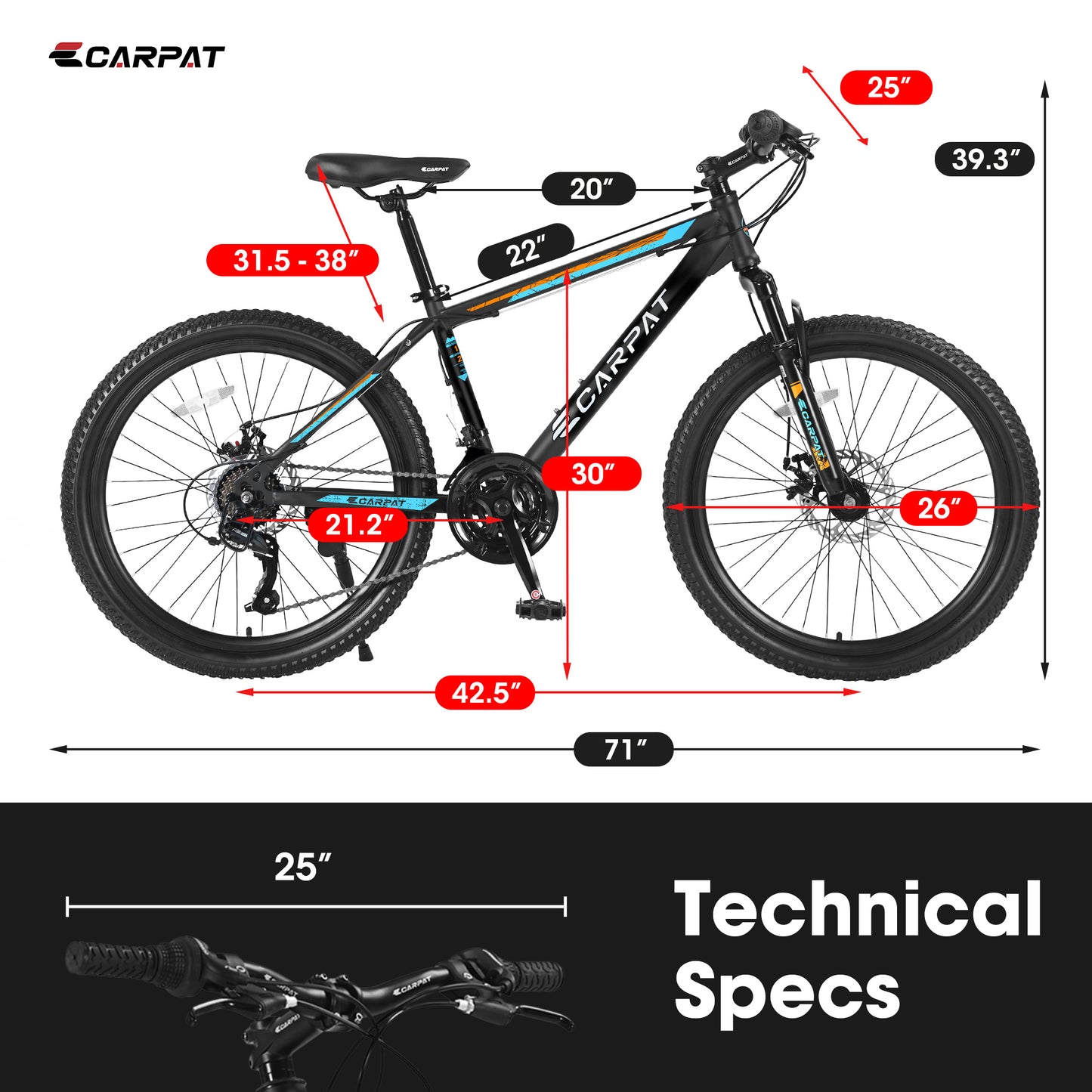 Bicicleta de montaña S26102 Performance negra y azul - Diseño moderno de primera calidad