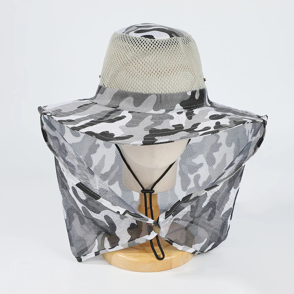 Chapeau Pêche Maille Respirante - Large Bord Nylon Anti-UV Pliable - Camp de Base Farzen+