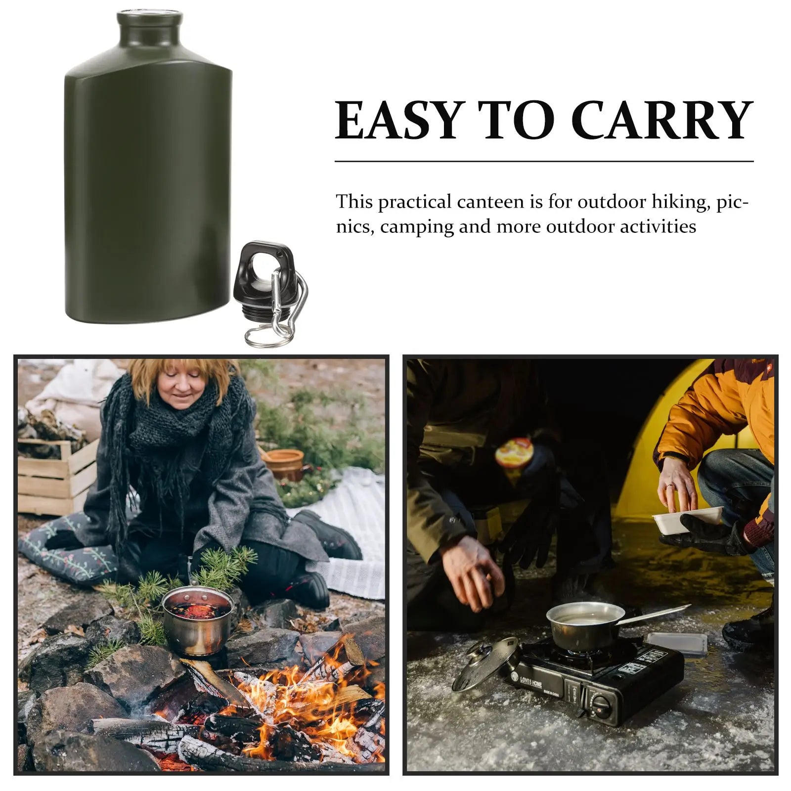 Gourde Camping Plate Aluminium 500ml - Design Ultra-Compact Randonnée Trekking - Camp de Base Farzen+
