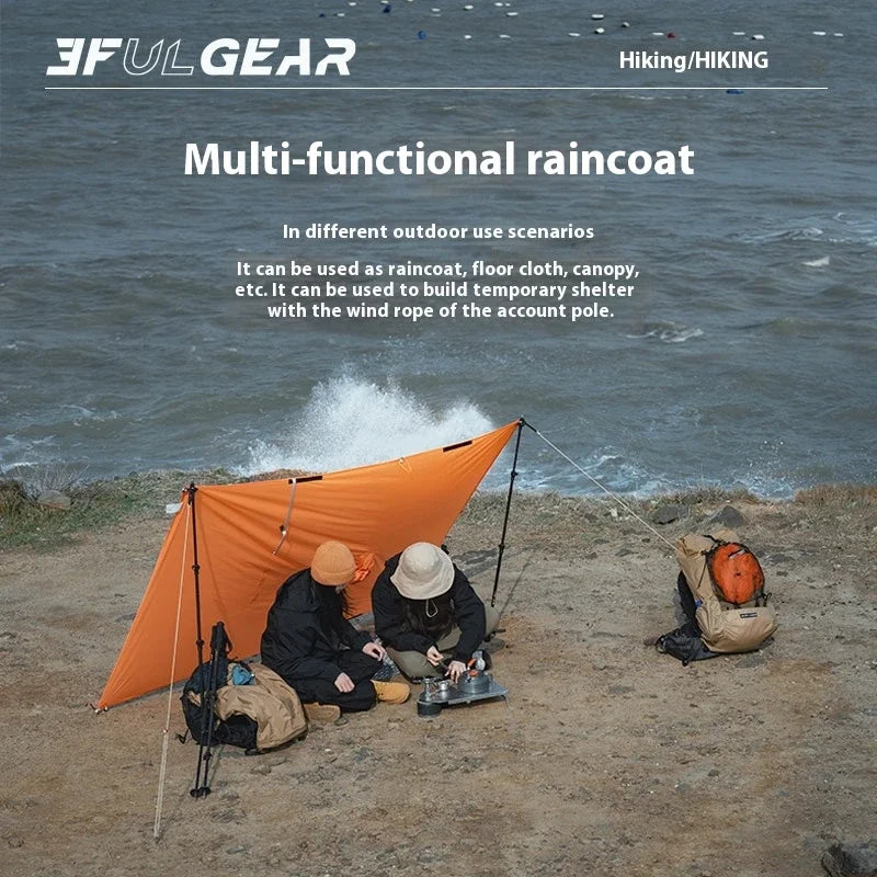 3F UL GEAR Imperméable 3 en 1 Ultraléger - Silicone 15D Poncho 200g - Camp de Base Farzen+