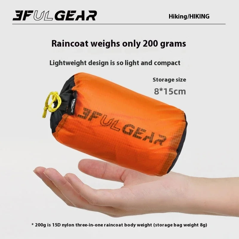 3F UL GEAR Imperméable 3 en 1 Ultraléger - Silicone 15D Poncho 200g - Camp de Base Farzen+