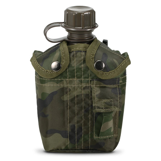 Gourde Militaire Tactique 1L avec Housse - Plastique Renforcé Survie Bushcraft - Camp de Base Farzen+